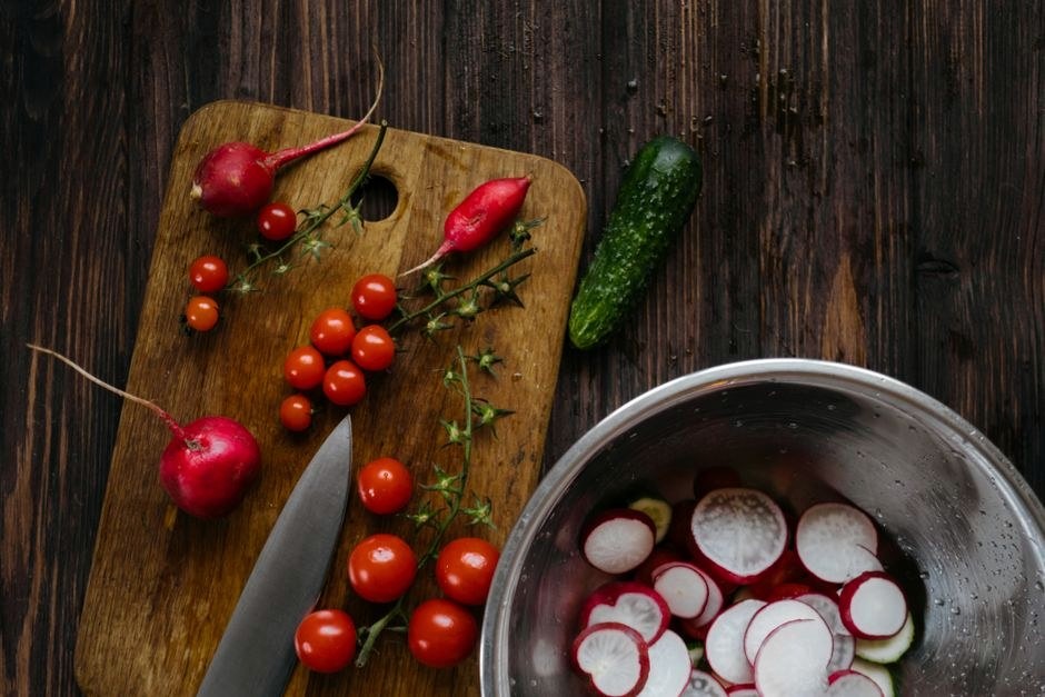 Fresh vegetables on a kitchen table